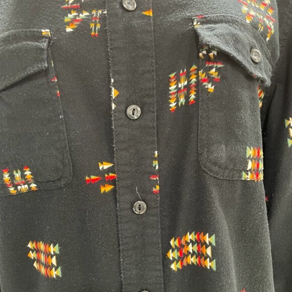 Mossimo Supply Co Black Aztec Print Button Down Shirt Casual Western Boho Music - Picture 7 of 10